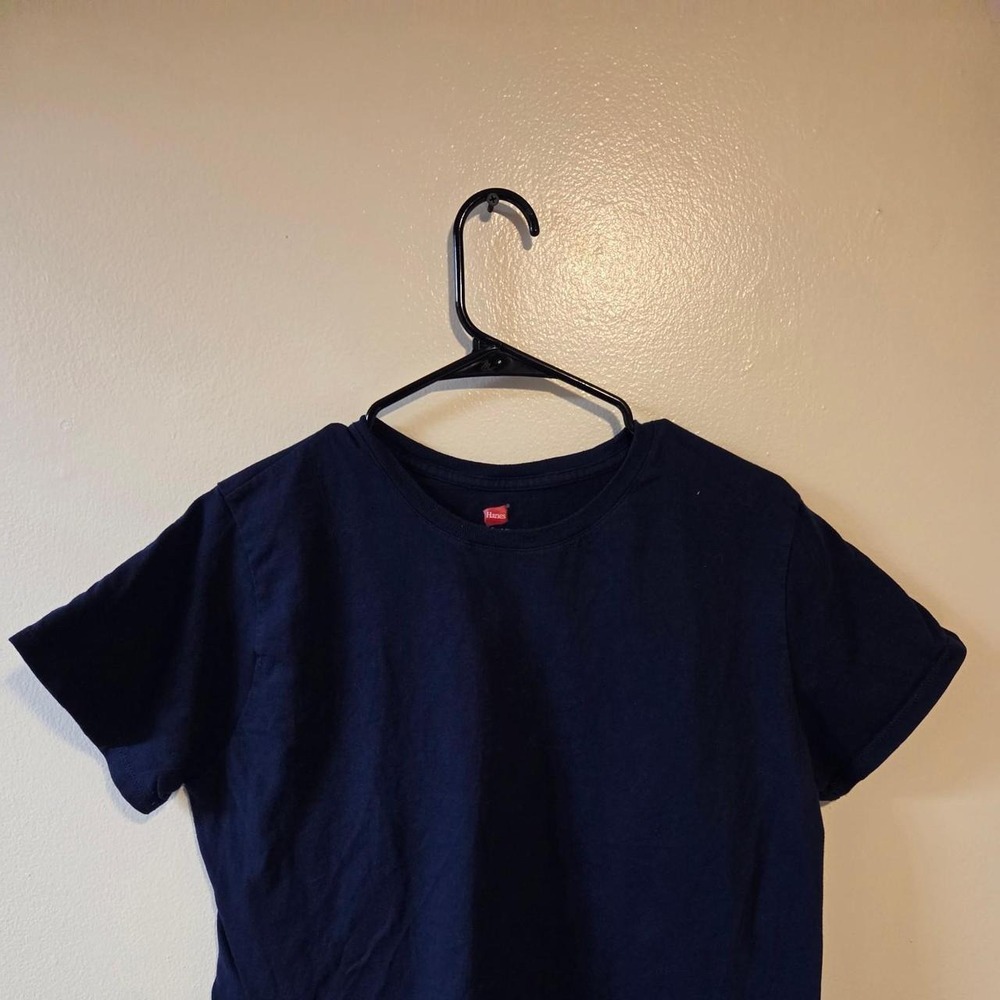 Hanes Perfect-T Navy Blue Short Sleeve Crew Neck Cotton T-Shirt Mens‎ Large